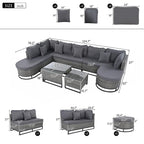 7 Pieces Large Size Outdoor Wicker Sofa Set