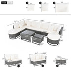 7 Pieces Large Size Outdoor Wicker Sofa Set