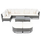 7 Pieces Large Size Outdoor Wicker Sofa Set