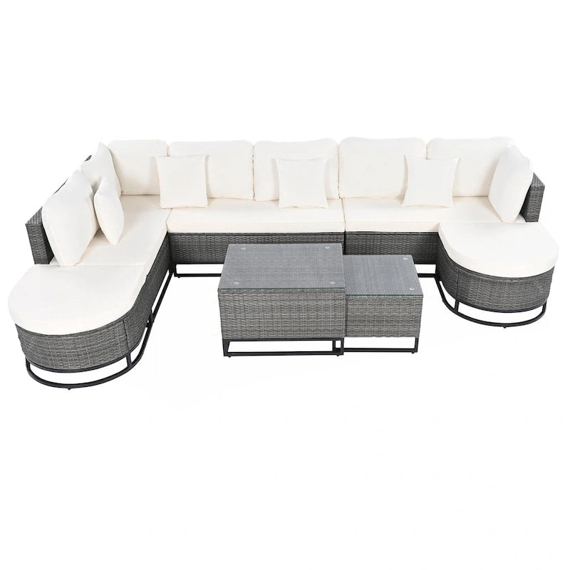 7 Pieces Large Size Outdoor Wicker Sofa Set