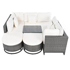 7 Pieces Large Size Outdoor Wicker Sofa Set