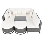7 Pieces Large Size Outdoor Wicker Sofa Set