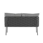 Roomfitters 4-Piece Outdoor Metal Patio Sofa Set with Cushions, Deep Seating Furniture for Garden or Balcony, Grey