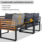 4-Piece Iron L-Shaped Sectional Sofa Set with Cushions & Table
