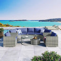 9-Piece Half-Moon Sectional Set with Nesting Table & Armchairs