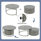 9-Piece Half-Moon Sectional Set with Nesting Table & Armchairs