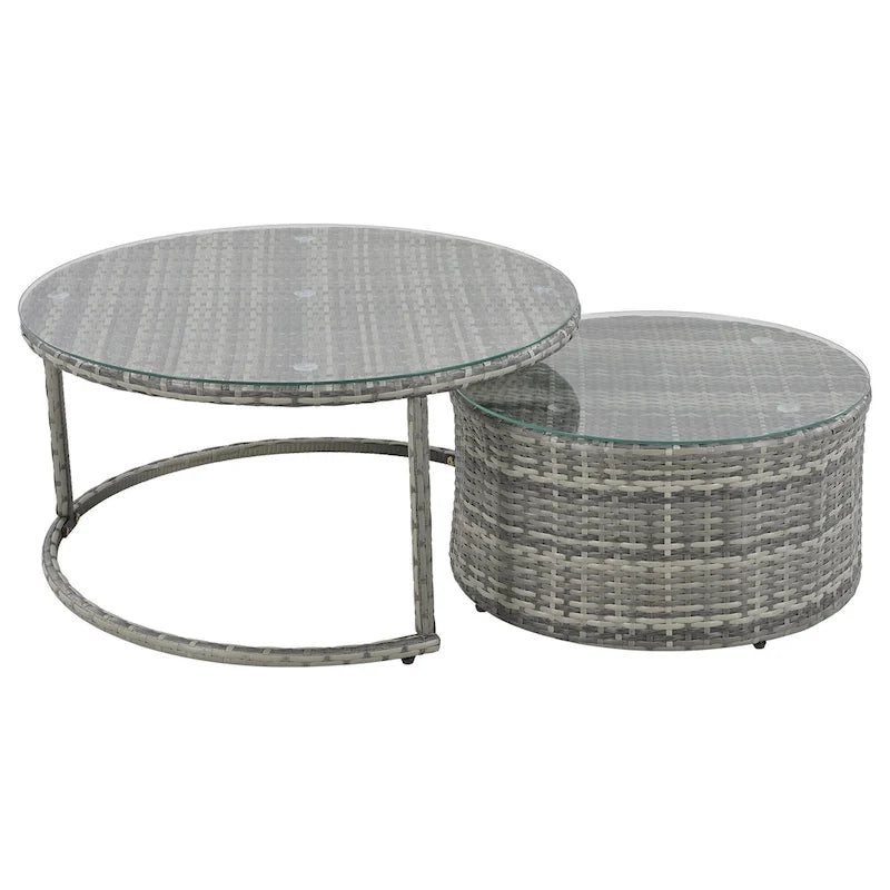 9-Piece Half-Moon Sectional Set with Nesting Table & Armchairs