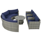 9-Piece Half-Moon Sectional Set with Nesting Table & Armchairs