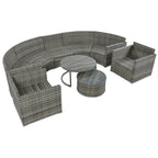 9-Piece Half-Moon Sectional Set with Nesting Table & Armchairs