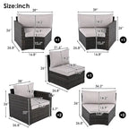 9-Piece Half-Moon Sectional Set with Nesting Table & Armchairs