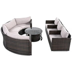 9-Piece Half-Moon Sectional Set with Nesting Table & Armchairs
