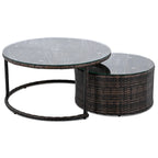 9-Piece Half-Moon Sectional Set with Nesting Table & Armchairs