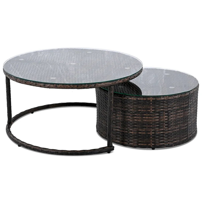 9-Piece Half-Moon Sectional Set with Nesting Table & Armchairs