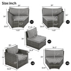 9-Piece Half-Moon Sectional Set with Nesting Table & Armchairs