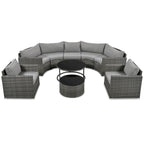 9-Piece Half-Moon Sectional Set with Nesting Table & Armchairs