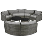 9-Piece Half-Moon Sectional Set with Nesting Table & Armchairs