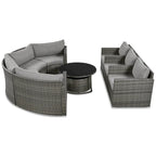 9-Piece Half-Moon Sectional Set with Nesting Table & Armchairs