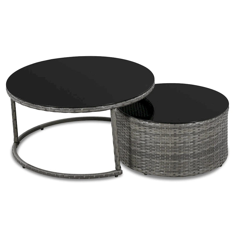 9-Piece Half-Moon Sectional Set with Nesting Table & Armchairs