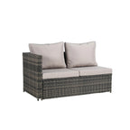 6-Piece Rattan Sectional Sofa Set with Glass Table