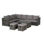 6-Piece Rattan Sectional Sofa Set with Glass Table
