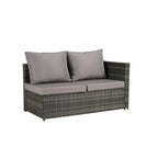 6-Piece Rattan Sectional Sofa Set with Glass Table