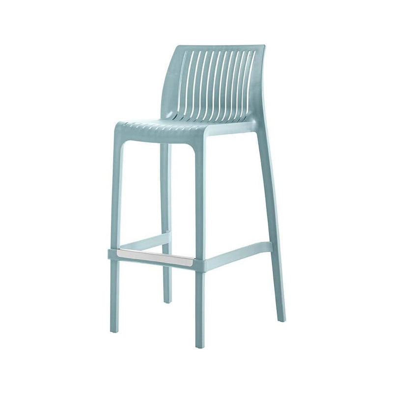 HomeRoots Set of Four 30 Baby Blue Heavy Duty Plastic Low Back Outdoor Bar Height Chairs