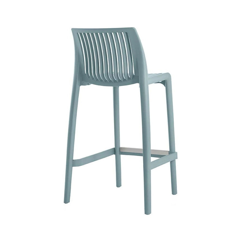 HomeRoots Set of Four 30 Baby Blue Heavy Duty Plastic Low Back Outdoor Bar Height Chairs