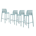 HomeRoots Set of Four 30 Baby Blue Heavy Duty Plastic Low Back Outdoor Bar Height Chairs