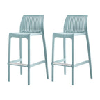 HomeRoots Set of Four 30 Baby Blue Heavy Duty Plastic Low Back Outdoor Bar Height Chairs
