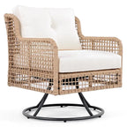 4-Piece Rattan Conversation Sofa Set with Swivel Chairs & Table