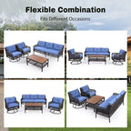 4-Piece Rattan Conversation Sofa Set with Swivel Chairs & Table