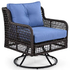 4-Piece Rattan Conversation Sofa Set with Swivel Chairs & Table