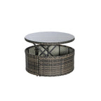 5-Piece Round Daybed Sunbed with Canopy & Removable Cushions