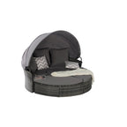 5-Piece Round Daybed Sunbed with Canopy & Removable Cushions