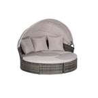 5-Piece Round Daybed Sunbed with Canopy & Removable Cushions