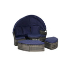 5-Piece Round Daybed Sunbed with Canopy & Removable Cushions