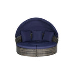 5-Piece Round Daybed Sunbed with Canopy & Removable Cushions