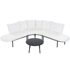 Iron Curved Sectional Sofa Set with Table and Cushions
