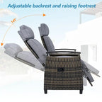Wicker Recliner Loveseat Chair Set with Storage Table
