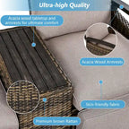 Wicker Recliner Loveseat Chair Set with Storage Table