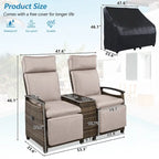 Wicker Recliner Loveseat Chair Set with Storage Table