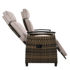 Wicker Recliner Loveseat Chair Set with Storage Table