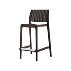 HomeRoots Set of Four 26 Brown Faux Rattan Heavy Duty Plastic Low Back Outdoor Counter Height Bar Chairs