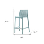 HomeRoots Set of Four 26 Baby Blue Heavy Duty Plastic Low Back Outdoor Counter Height Bar Chairs