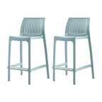 HomeRoots Set of Four 26 Baby Blue Heavy Duty Plastic Low Back Outdoor Counter Height Bar Chairs