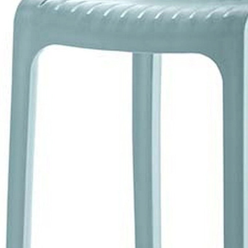 HomeRoots Set of Four 26 Baby Blue Heavy Duty Plastic Low Back Outdoor Counter Height Bar Chairs
