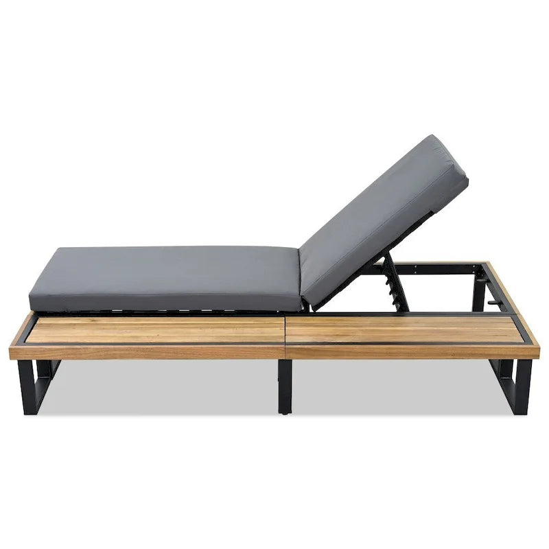 Outdoor Chaise Lounge Chair with 5-position Adjustable Backrest and Cushion