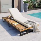 Outdoor Chaise Lounge Chair with 5-position Adjustable Backrest and Cushion