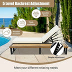 Outdoor Chaise Lounge Chair with 5-position Adjustable Backrest and Cushion