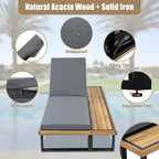Outdoor Chaise Lounge Chair with 5-position Adjustable Backrest and Cushion